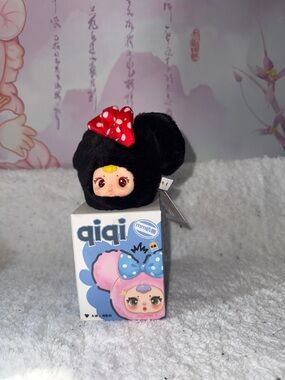 Quiqu Black Plush Character Toy with Red Polka-Dot Bow